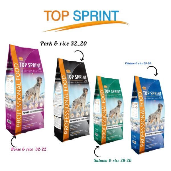 TOP SPRINT CHAMPIONS DOG FOOD 15KG ,HORSE,PORK,SALMON,CHICKEN - Image 2