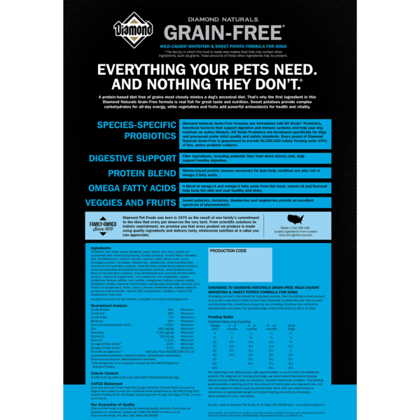 DIAMOND NATURALS GRAIN-FREE WILD-CAUGHT WHITEFISH & SWEET POTATO FORMULA FOR DOGS 12.7kg - Image 2