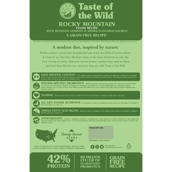 Rocky Mountain Feline Recipe with Roasted Venison & Smoke-Flavored Salmon 2kg - Image 2